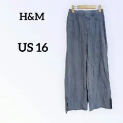 ✨️H&M デニムブルー ワイドレッグパンツ【US 16】レディース ボトムス