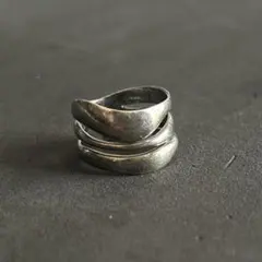 ヴィンテージシルバーリング　モダン　SILVER刻印　ウェーブ　モダニスト