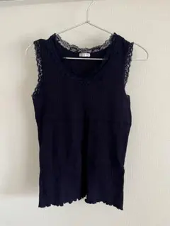 ❗️売り尽くしセール　GLACIER ネイビー タンクトップ　Mサイズ　フリル付き