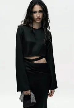 ZARA カットアウト ロングワンピース ブラック