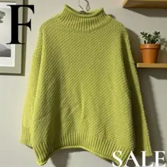 「即日発送」F AMERICAN HOLICライムグリーン ハイネック長袖ニット
