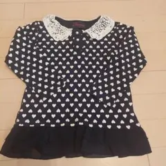 Ficoro ネイビー ハート柄 長袖カットソー