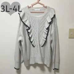 胸元フリルニット♡秋冬♡ぽっちゃりゆったり♡リズリサ系♡ふわふわセーター