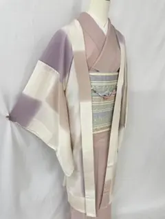 新品未使用 当店仕立て 正絹単衣長羽織 飛び柄 グレー 裄70 ゆったり 