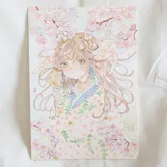 清く柔く】オリジナル 手描き イラスト 透明水彩 一点物 原画 花 天使