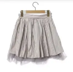 ★snidel スナイデル フレアミニスカート チュールリボンストライプ春夏美品