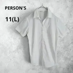 【最終値下げ】PERSON'S 半袖シャツ ブラウス 白 ストライプ柄 11 Lのサムネイル