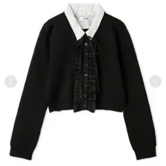 SNIDEL フリルニットカーディガン ブラック