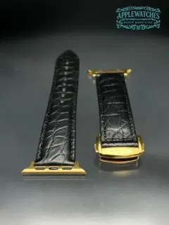 マットブラック アリゲーター ワニ革 アップルウォッチ