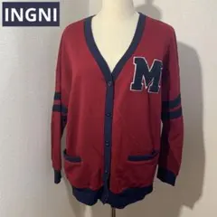 INGNI カーディガン 羽織Mサイズ バーガンディ ロゴワッペン