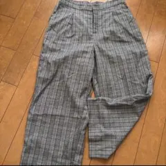 チェック柄ワイドパンツXL 裏地付き