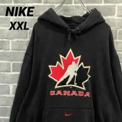 【NIKE】✔ ロゴスウェットパーカー ブラック カナダホッケー US古着