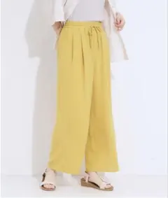 楊柳イージーワイドパンツ　イエローM シューラルー