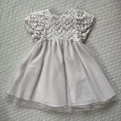 【美品】petit main チュールワンピース 薄ピンク90cm