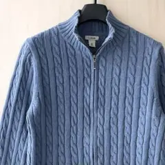 エルエルビーン　ドライバーズニット　羽織り　フルジップ　コットンニット　ケーブル