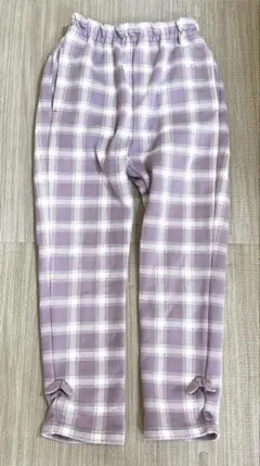 ベルメゾン　GITA 120 チェック柄　裏起毛　フリースパンツ　パープル　紫