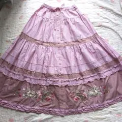 新品 カネコイサオ♥豪華 お花ニットモチーフのパッチワークスカート 