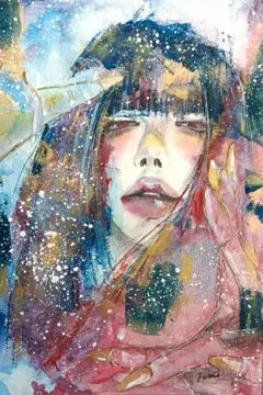 肉筆原画【花浴み】水彩画 女性の肖像portrait woman Flower - メルカリ