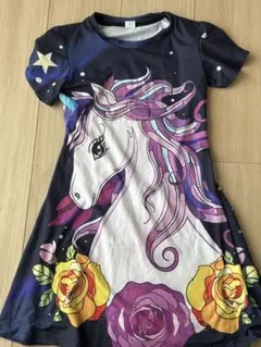 【美品】ユニコーン柄 半袖ワンピース 130サイズ