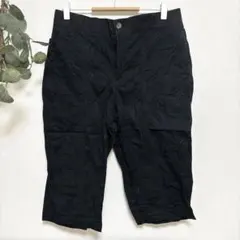 Lee 無地 クロップドパンツ カプリ 裾ストレート 黒綿 カジュアル おでかけ
