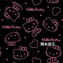 キティちゃん　ハローキティ　ハギレ　生地　防水　黒ピンク　新品