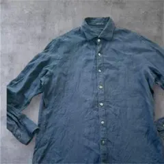 極美品✨トゥモローランド　シャツ　長袖　リネン 麻　ネイビー　XL