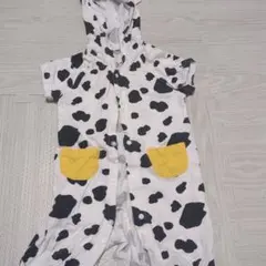 牛柄フード付きロンパース