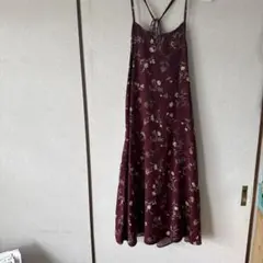バーガンディ花柄キャミワンピース