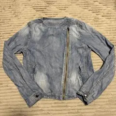 ライトブルー ジップアップデニムジャケットS