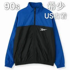 【希少】Reebok 90s US古着 プルオーバー ジャケット M 黒×青