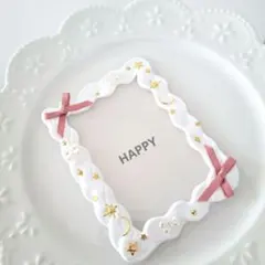 ホイップトレカケースデコ　Ｂ8サイズ縦入れ　ピンク　リボン　ゴールド　白ホイップ