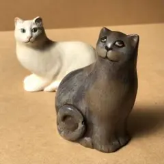 【欠け有】猫　置き物　フィギュリン　２つ