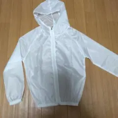 ホワイト フード付き薄手パーカー