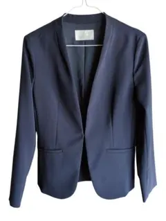 セットアップ ノーカラージャケット パンツ ネイビー