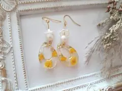 (46)ハンドメイド*ミモザ　雫モチーフピアス