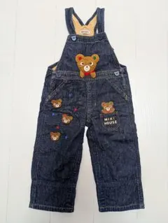 ミキハウス MIKI HOUSE デニムオーバーオール くま刺繍 90cm