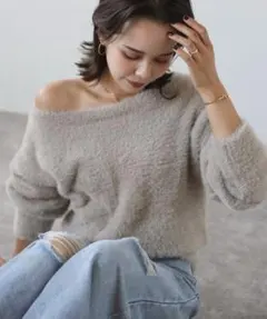 【2024AW/完売色】ボンジュールサガン フェザーオフショルニットトップス