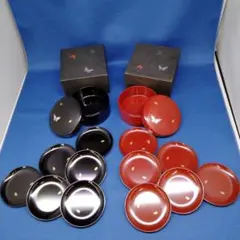 【値下げ】漆器 小皿 菓子皿 赤色 黒色 2色セット