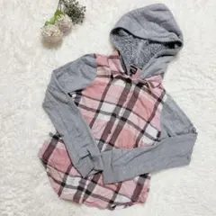 RANSOM Girl 【L】裏ボア フード付き チェックシャツ パーカー