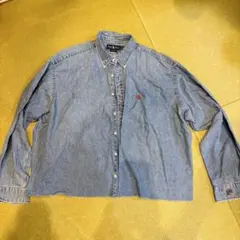 ラルフローレン デニムシャツ BLAIRE XXL ワッペン ショート カスタム
