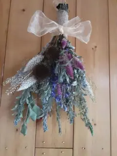 秋色スワッグ　ケイトウ花シャロン　アカシア