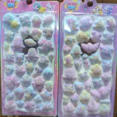 カラフル可愛キャラクターのザラザラ素材のシール2枚セット