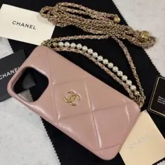 ［美品］シャネル iPhone15 pro max スマホケース パール