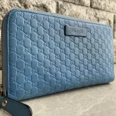 希少✨良品✨グッチ 折財布 マイクロシマレザー ロゴプレート Wホック