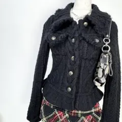 y2k❤️ BURBERRY BLUE LABEL ケーブルmixニットジャケット