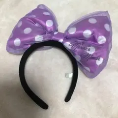 ディズニー　カチューシャ　デカリボン　ミニー　紫　パープル