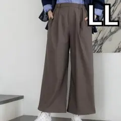 スタディオクリップ　ワイドパンツ　タックワイドパンツ　LL ベージュチェック