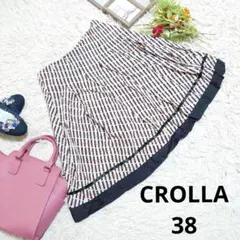 ♥CROLLA♥膝丈/フレアスカート(M)ベージュ/黒/赤総柄/のサムネイル