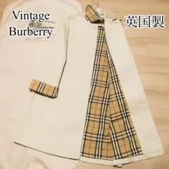 極上高級 英国製 BURBERRY バーバリー Aライン ステンカラーコート