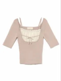 トップス andmary Mew frill tops beige AM0904 andmary Mew frill tops beige AM0904 - メルカリ